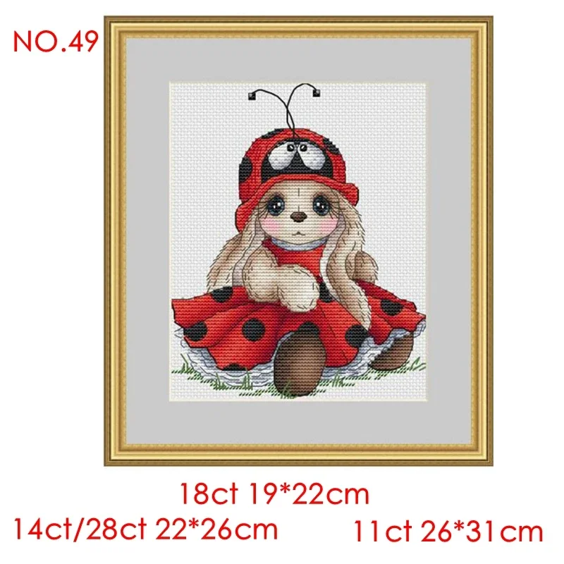 Cross-Stitch kit Ladybug Rabbit Decompression pass the time 28ct 18ct 14ct 11ct can be Customized Printed Fabric Manual Material