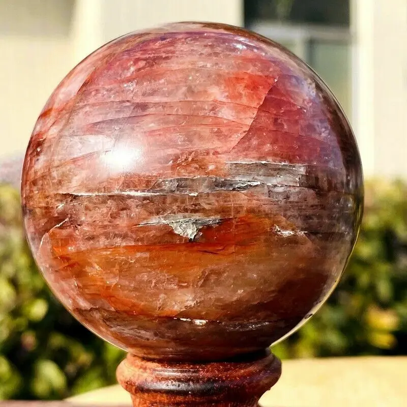 Beautiful Natural Red Gum Flower Crystal Ball Quartz Crystal Energy Ball