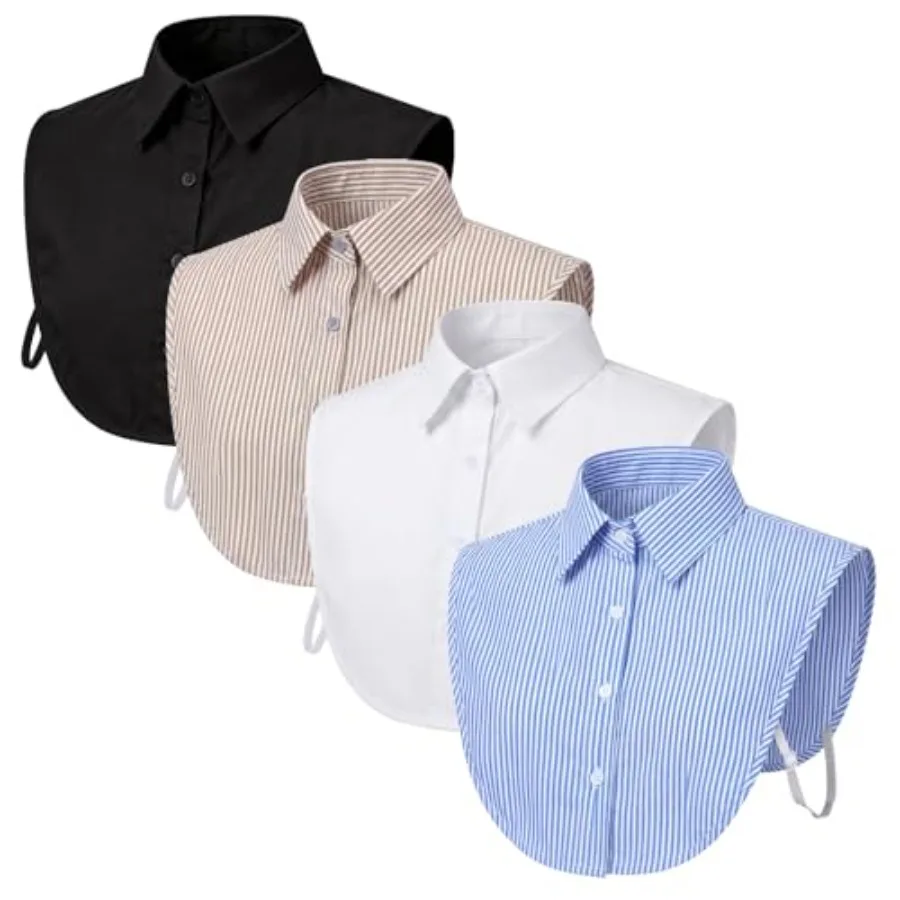 

Syhood 4 Pcs Fake Collars for Women Detachable Dickey Collar Blouse, Fake Half Shirts Faux False Collar for Summer Outfits
