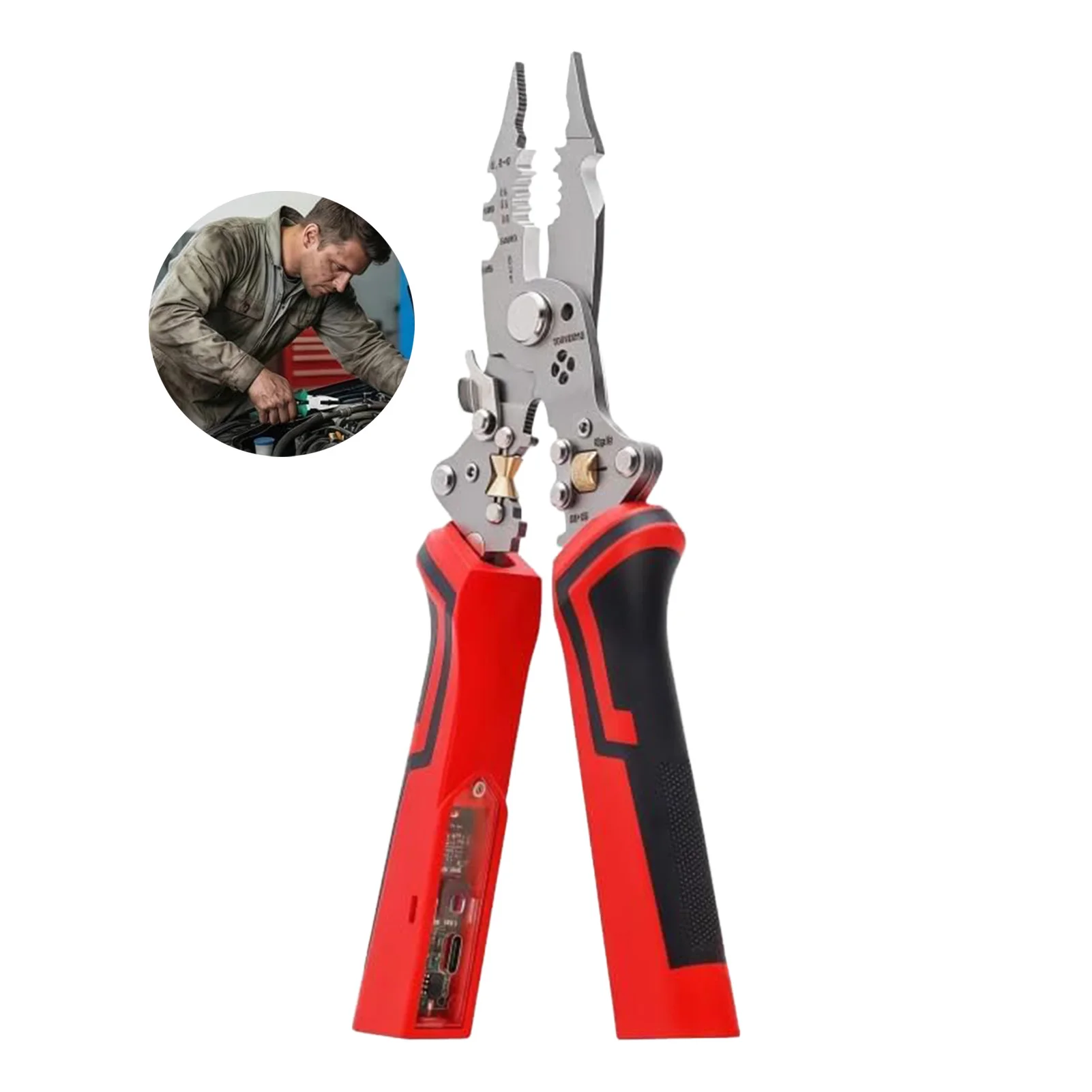 Foldable Wire Stripper Multifunctional 16-In-1 With Voltage Tester Electricity Measurement Function Cable Cutting Crimping Tool