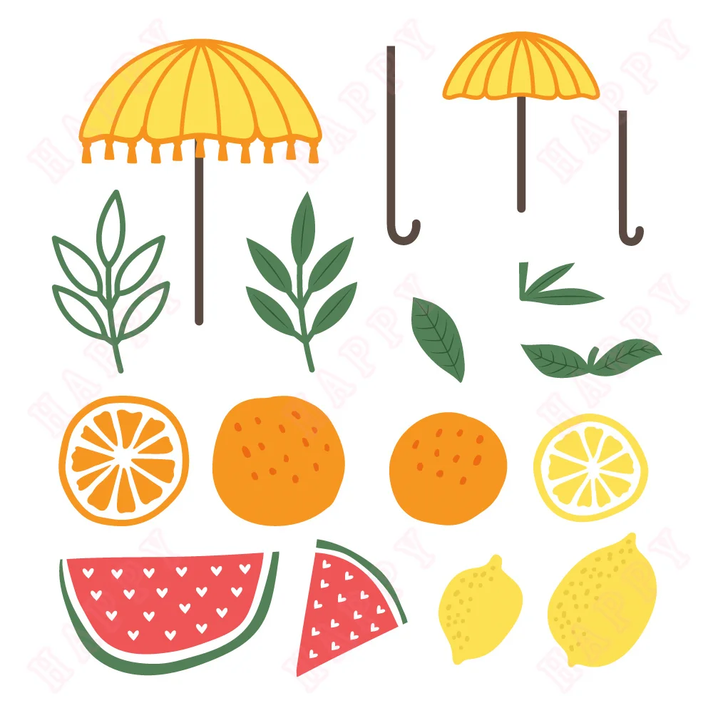 Fruit and Umbrellas Metal Cutting Dies 2024 New Arrival Mold Decoration For DIY Scrapbooking Paper Craft Mould Party Celebration