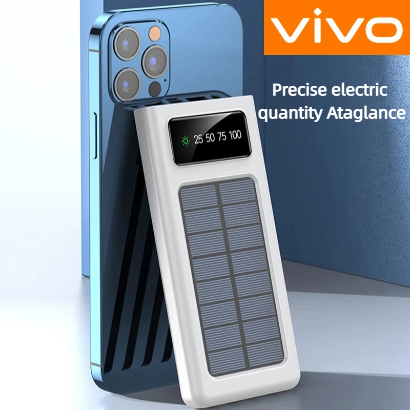 VIVO 200000mAh بنك الطاقة الشمسية 3C شهادة 4 في 1 سعة فائقة مصباح ليد شاحن خارجي شحن سريع بطارية خارجية