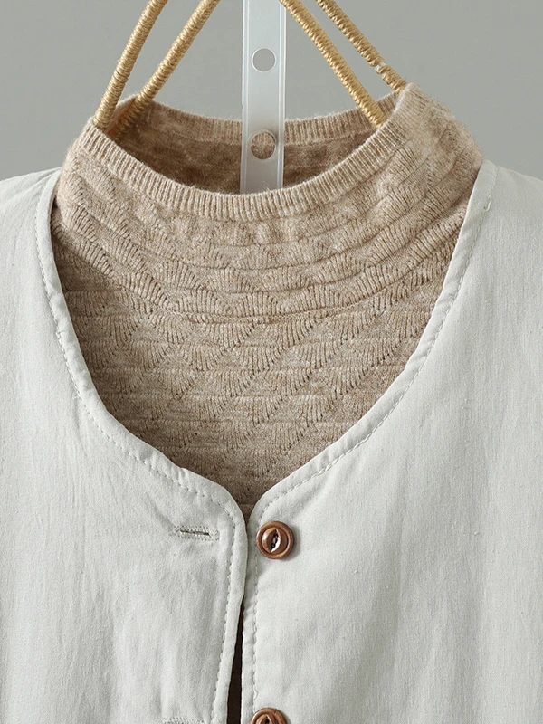 سترة قطنية نسائية فنية للخريف والشتاء Thiened مستديرة Ne بزر واحد للإغلاق لون نقي للتنقل Sle Faionable