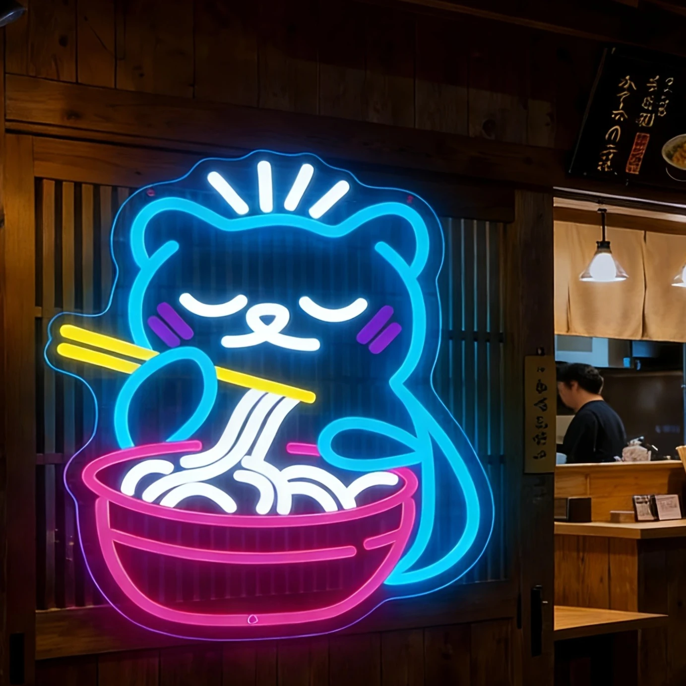 

Bear Ramen Neon Light Sign Cute LED Noodle Neon Sign Dimmable for Game Space Restaurant Ramen Shop Bar Bedrooms Wall Decor Gift