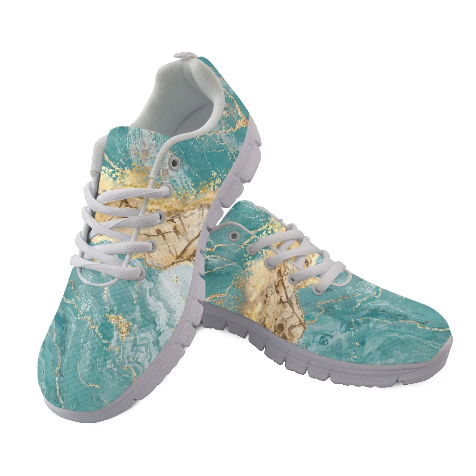 Coloranimal Marble Print Tennis Shoes Mesh & EVA Sole Sports Trainers Lace Up Running Shoes for Men