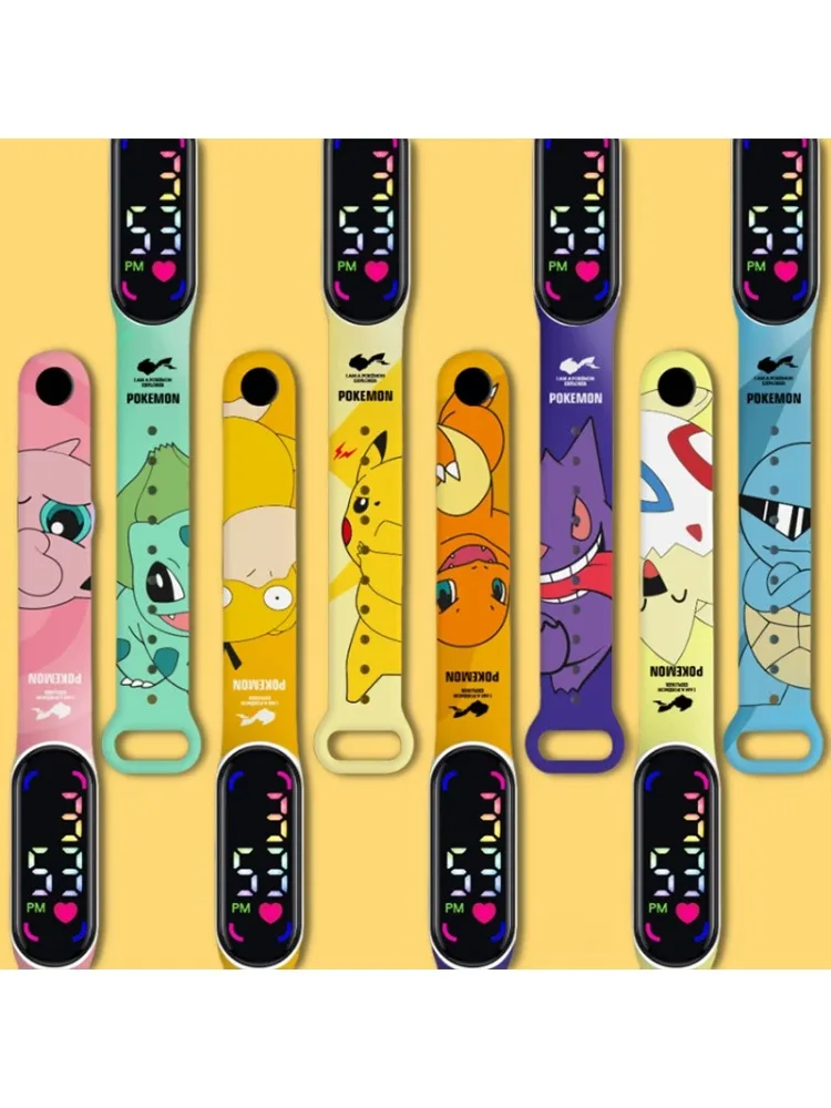 

Kawaii Strap LED Electronic Watch New Cute Anime Pikachu Gengar Waterproof Bracelet Fashion Boy Girl Digital Watches Gift