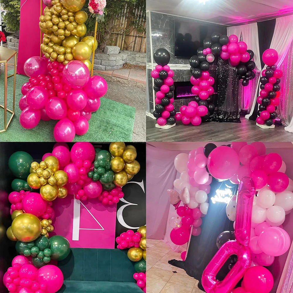 64Pcs Hot Pink Balloons Garland Arch Kit Hot Pink Balloon Wedding Valentines Day Girls Birthday Party Baby Shower Decor Globos view 6