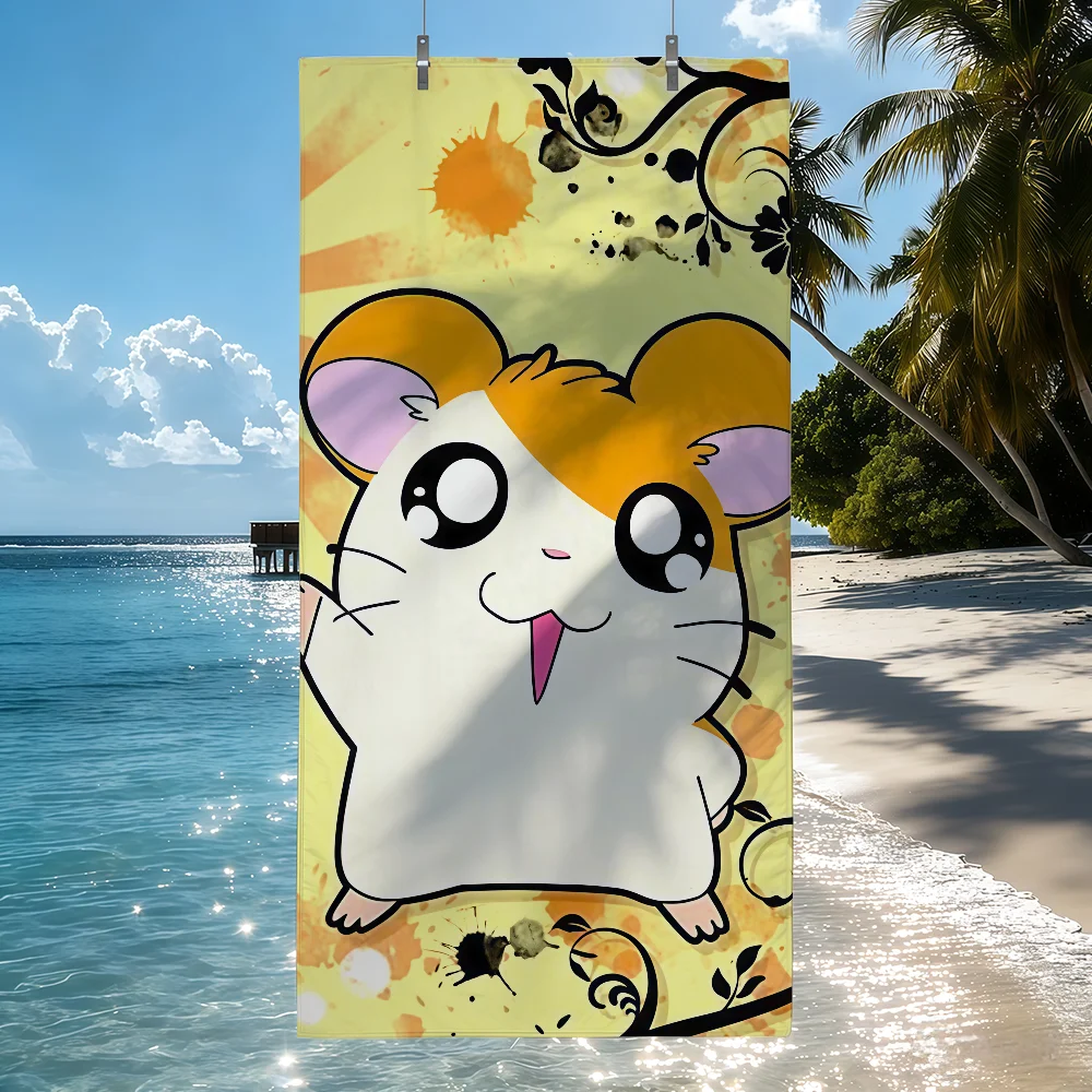 Serviette mignonne Hamtaro pour la plage, la douche, le bain, les voyages, légère, douce pour la peau, pour la piscine, le camping, la croisière, l'été