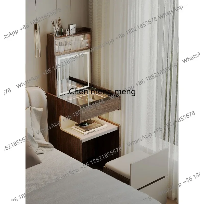 

Italian minimalist lifting dresser bedside table integrated small light luxury intelligent makeup table
