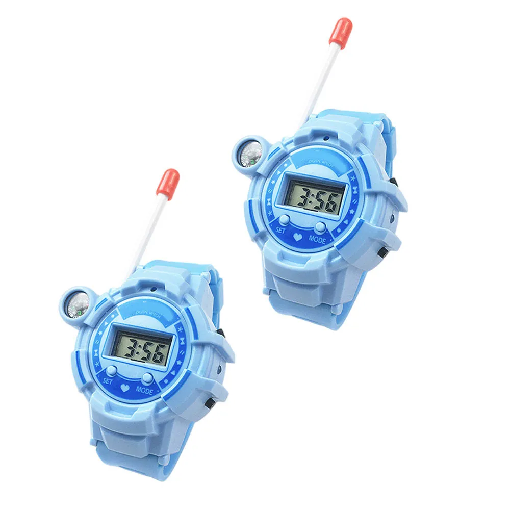 

1 Pair Children Walkie- Watch Creative Plastic Intercom Adjustable Strap Retractable Antenna Kids Outdoor Interactive