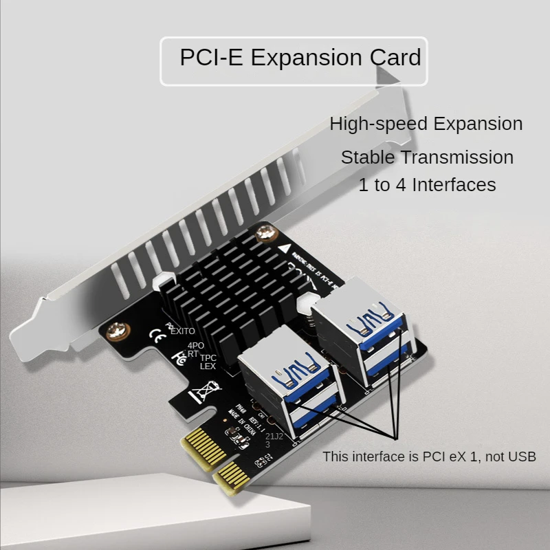 بطاقة PCI-E Riser 1 إلى 4 فتحات PCI Express X1 4 منافذ PCIE 1X محول بطاقة الرسومات توسيع ASM1184E بطاقة المضاعف