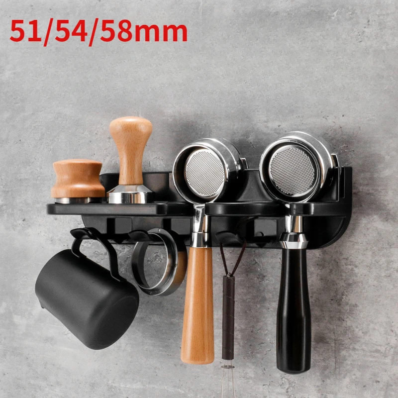 

51/54/58mm Wall Mount Coffee Set Storage Rack Puching Free Espresso Coffee Portafilters Holder Coffeeware Organizer Accessories