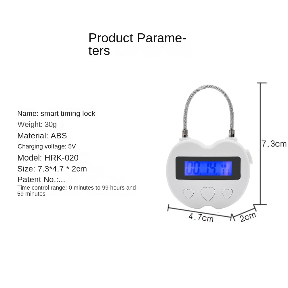 Smart Time Lock LCD Display Time Lock Multifunction Electronic Timer,Waterproof USB Rechargeable Temporary Timer PadlockB84B