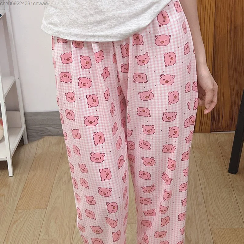 Kawaii Anime Pig Pajamas Pj Pants Y2k Cute Cartoon Casual Pink Sleepwear Women Home Pyjama Pants Female Trouser Y 2k Fashion