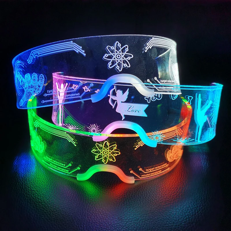 Lunettes à visière néon LED Robot, fête fluorescente, bar, carnaval, accessoires de costumes de Noël, nouveauté