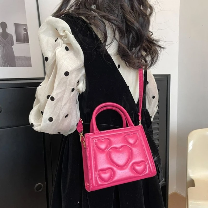 Embossed Heart Pattern Square Handbag with Top Handles ,detachable Shoulder Strap,tote Purse Parties Stylish Daily for Women
