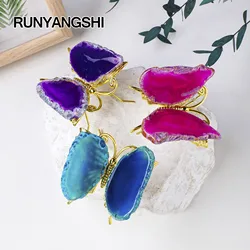 1PC Natural Agate Sheet Butterfly Healing Stone Gravel Animal Mineral Specimen Crystal Crafts Series Home Decoration Gift
