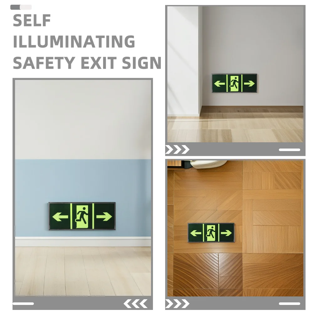 4Pcs Safety Exit Plate Self Luminous Emergency Sign Night Glow Decals Evacuation Indicator Wall Sticker Luminous