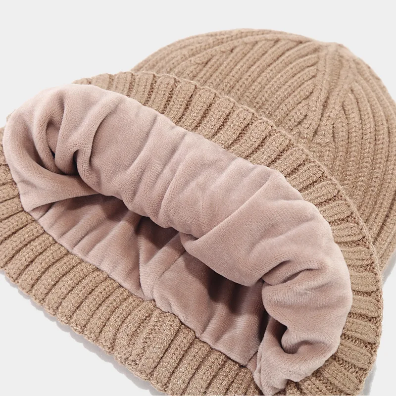 Winter knitted hat set Women Men scarf gloves three-piece set outdoor cold warm thickened set adult