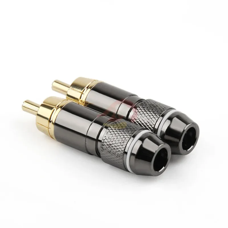 Male RCA Connector Plug Copper Gold Plating 6mm RCA Socket Home Theater Sound System RCA Terminals Speaker Cable Audio Amplifie