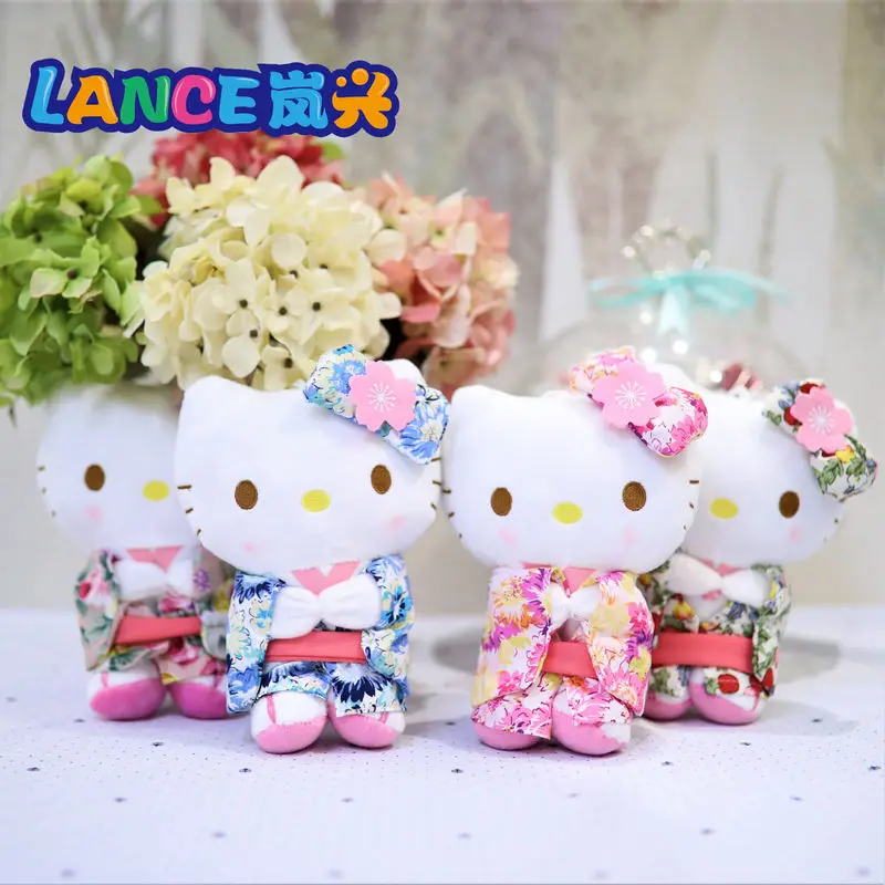 

20cm Hello Kitty Plushy Dolls 4pcs/set Sanrio Plush Doll My Melody Plushy Kimono Series Soft Dolls Birthday Gifts For Children