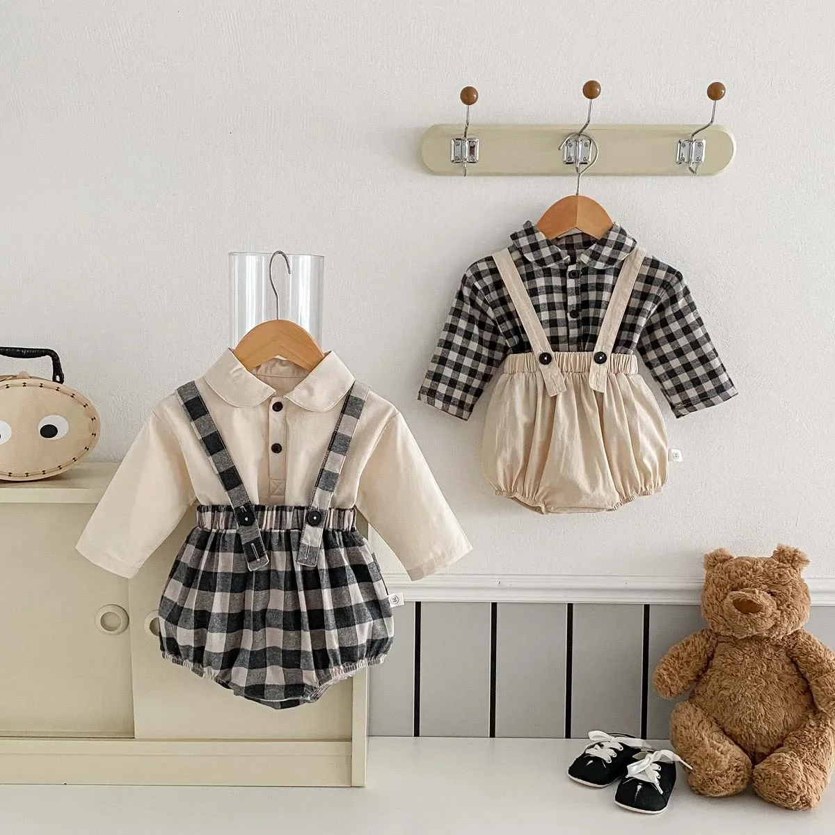 Baby Clothes Suspenders and Shirt Comfortable Set 2024 Spring and Autumn New Boys Baby Fashion Handsome Cute Two Piece Set