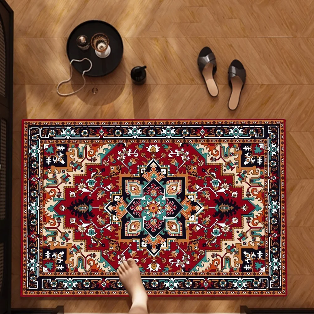 

Persian style Floor Mat Kids Room Bedroom Decoration Balcony Anti-Slip Doormat Living Room Welcome Rug