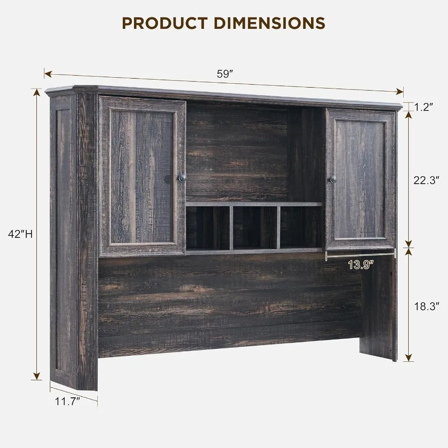 59 حافظة مكتب منزلي مع مساحة تخزين كبيرة تناسب فقط مكتب المزرعة من سلسلة VSC بلوط ريفي داكن #2
