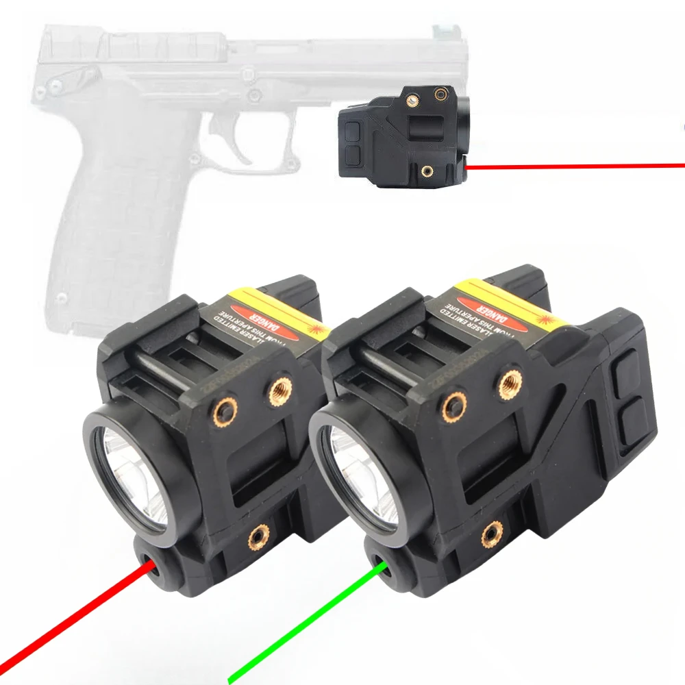 

500Lumen Magnetic Rechargeable LED Flashlight Red Green Dot Sight Combo for Pistol Glock 17 19 with Picatinny Rail Hunting