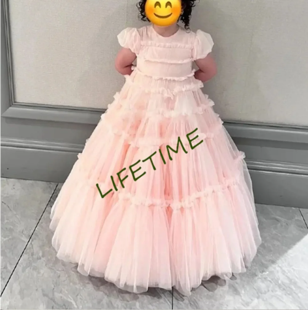 

Fluffy Tulle Decal Flower Girl Dress Wedding Little Flower Children's Holy Communion Celebration Dress