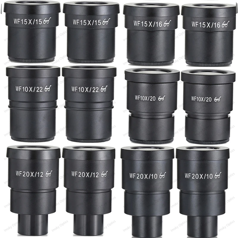 2 uds WF10X WF15X WF20X ocular de alto campo amplio para microscopio estéreo Binocular Trinocular interfaz de instalación de 30MM