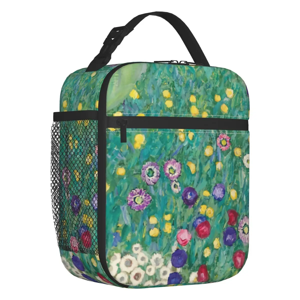 Gustav Klimt Sunflower Insulated Lunch Bag for Women Leakproof Flower Painting Thermal Cooler Lunch Box Beach Camping Travel