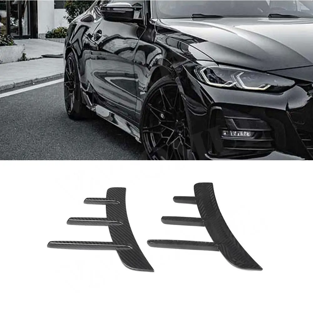 

For BMW 4 Series G22 G23 Coupe 2021 +Dry Carbon Front Chin Spoiler Air Vent Trim Spoiler Canards Splitters Car Styling 2Pcs/set