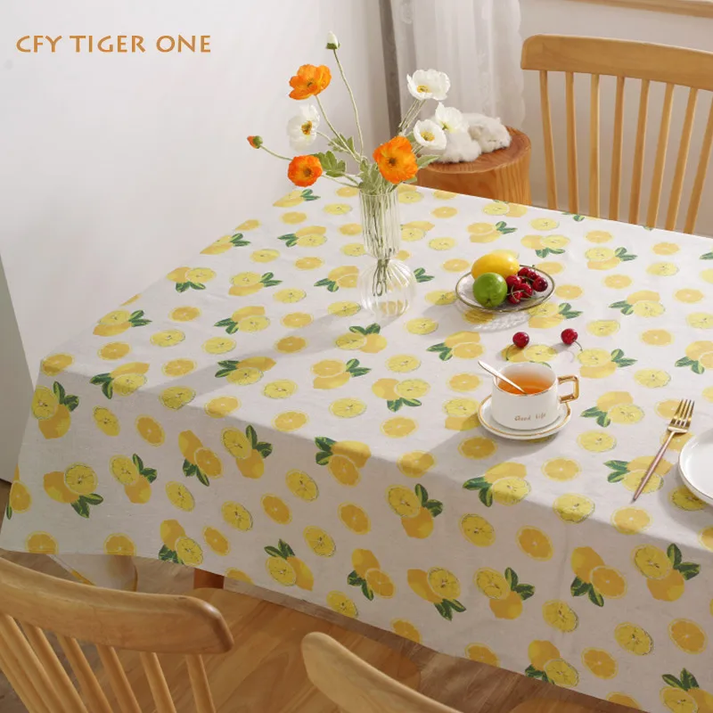 

American lemon polyester cotton linen Rectangular Tablecloth Washable and Oil Resistant Coffee Table Mat Table Cover