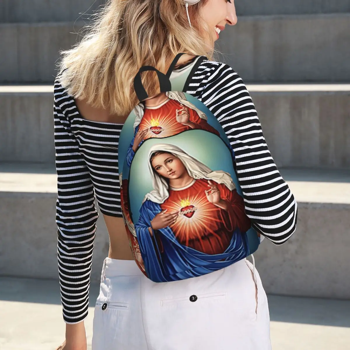 

Immaculate Heart Of Mary Virgin Mary Student Backpack School Bag Hiking Travel Daypack for Boys Girls Bookbag Shoulder Bags