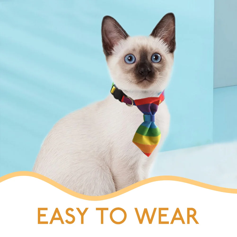 

Rainbow Bowtie Collar Cute Adjustable Lightweight Pet Cat Dog Collars Portable Kitten Supplies Decorative Bow Tie for Pets