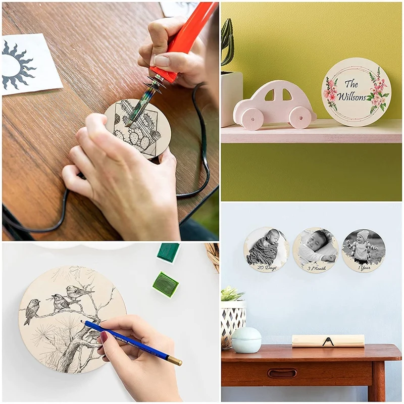 3Pcs 12 Inch Wood Circles For Crafts, Unfinished Blank Wooden Rounds Slice Wooden Cutouts For DIY Crafts