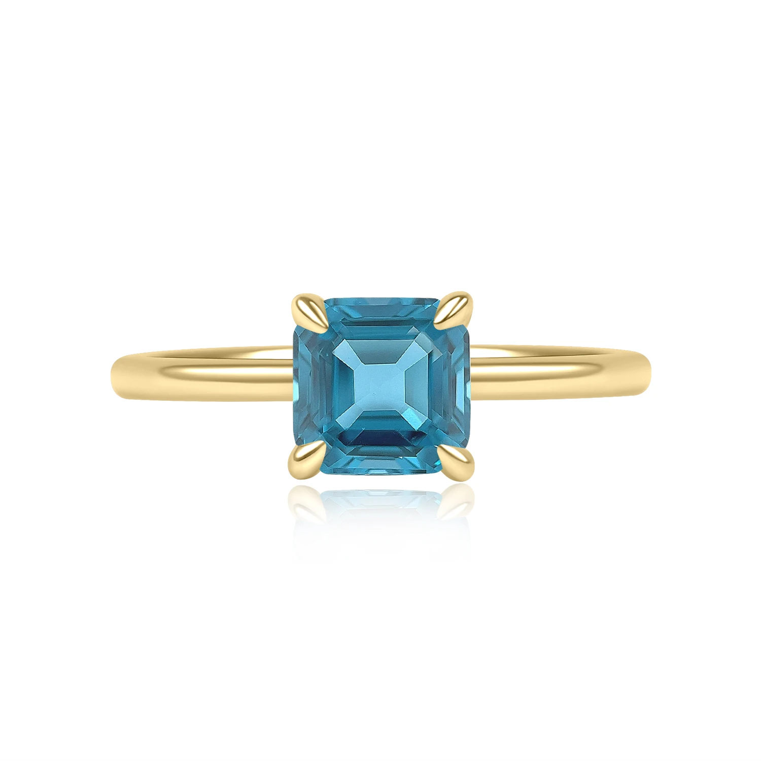 GEM'S BALLET 1.53CT 6x6mm Asscher Cut London Blue Topaz Solitaire Engagement Rings 925 Sterling Silver Eagle Prong Ring