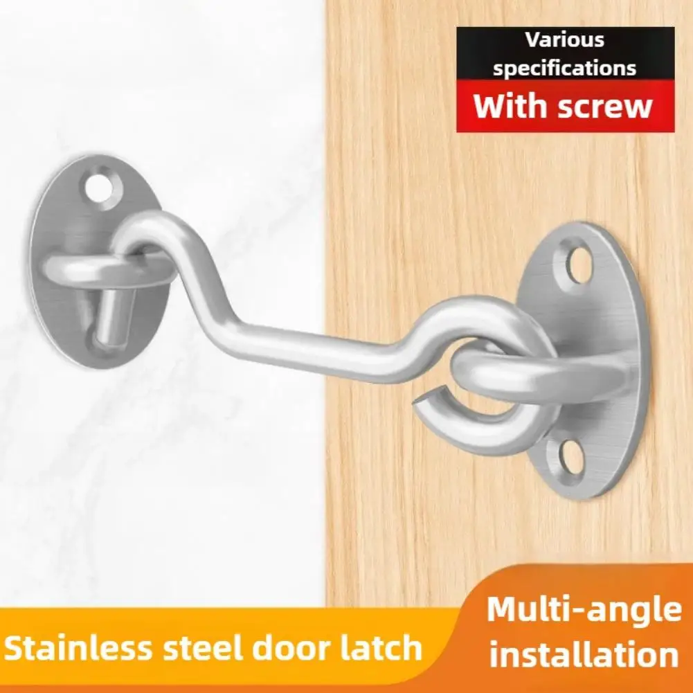 1Set 3/4/6In Stainless Steel Crescent Window Lock With Safety Switch Cabin Hook Door Latch Lock Catch Holder With Install Screws