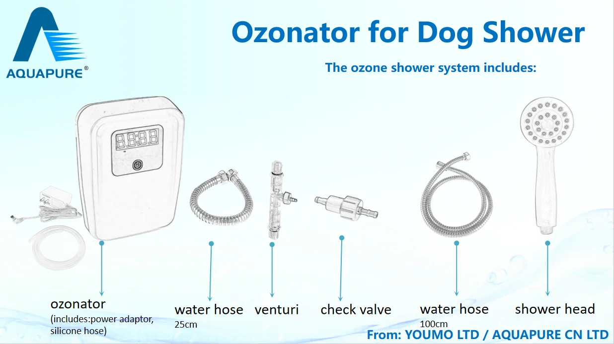 Sistema do ozonizador do hidrobanho para o chuveiro do cão com cabeça de chuveiro