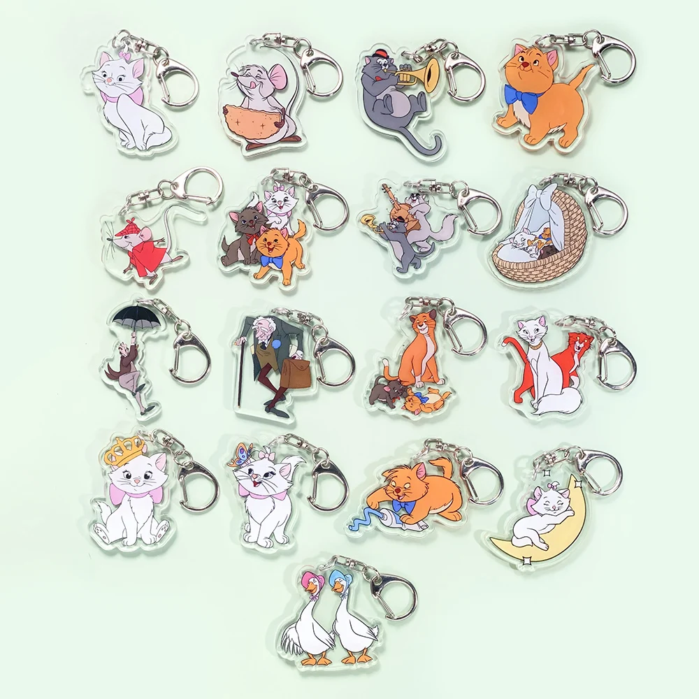 Llavero de acrílico con diseño de los Aristogatos de Disney, accesorios para llavero, colgante para bolsa, soporte para llaves, decoración para mochila, 1/17 Uds.
