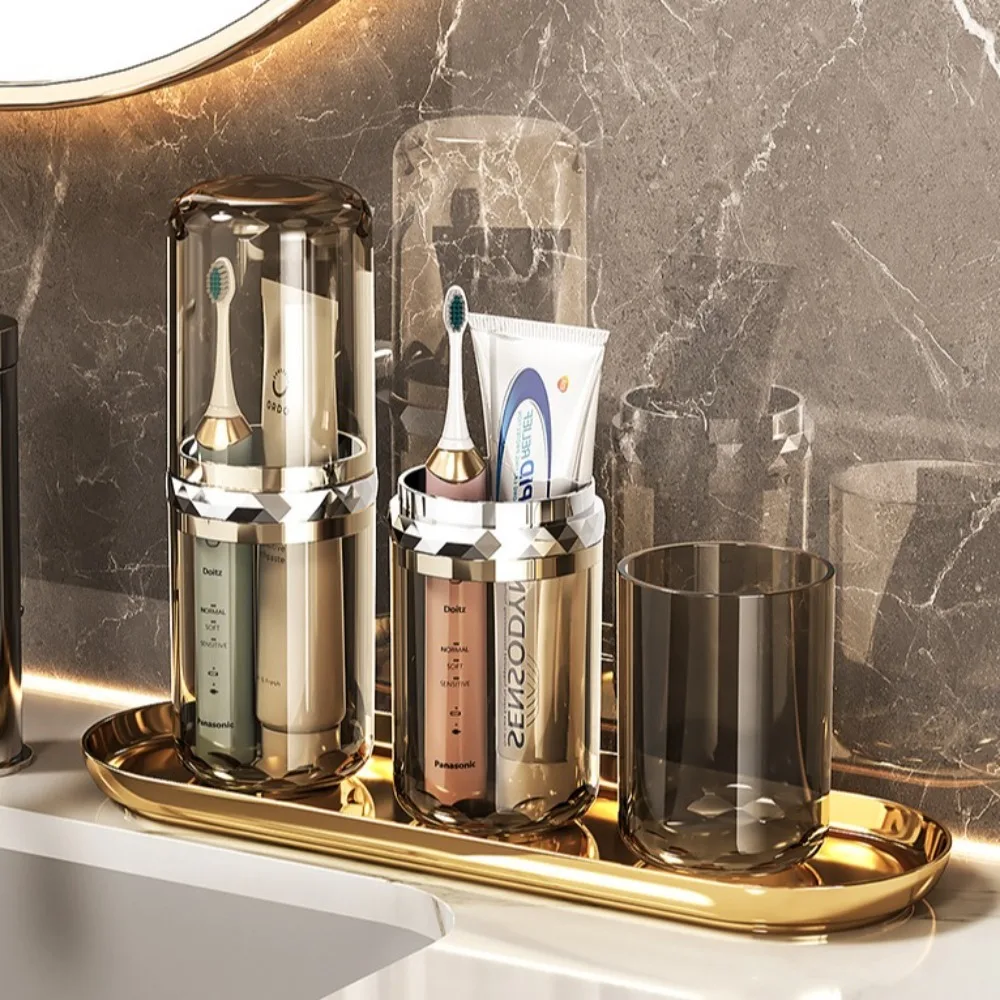 透明プラスチック製歯磨き粉収納カップ、歯ブラシホルダー、防塵カップ、シールデザイン、カプセルボックス、無地