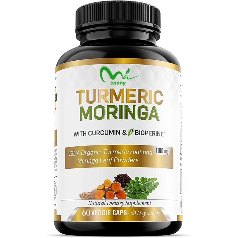 Organic Curcumin and Organic Moringa Powder, Combined To Release Overall Health, 60 Vegetarian Capsule Supplements