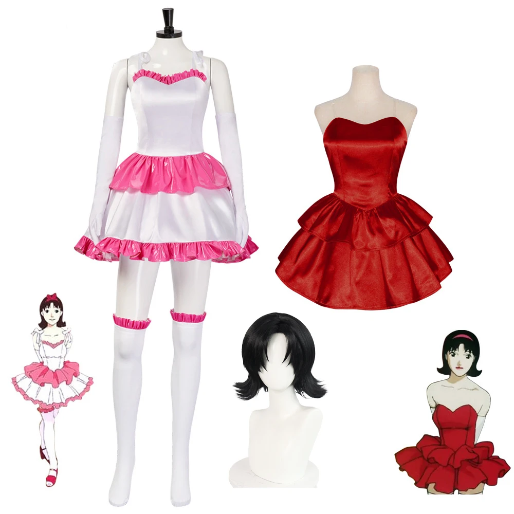 Disfraz de película de Anime para mujer, traje de Cosplay de Mima Kirigoe, peluca, vestido rojo, fiesta de dibujos animados de miedo de Halloween, atuendo elegante