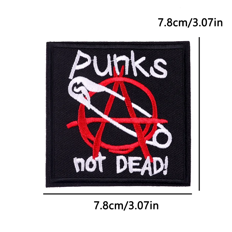 Punks Not Dead Iron On Patches Thermoadhesive Patch For Clothing Black Embroidered Patches Personal Sew Logo On Jacket Backpack - view 6