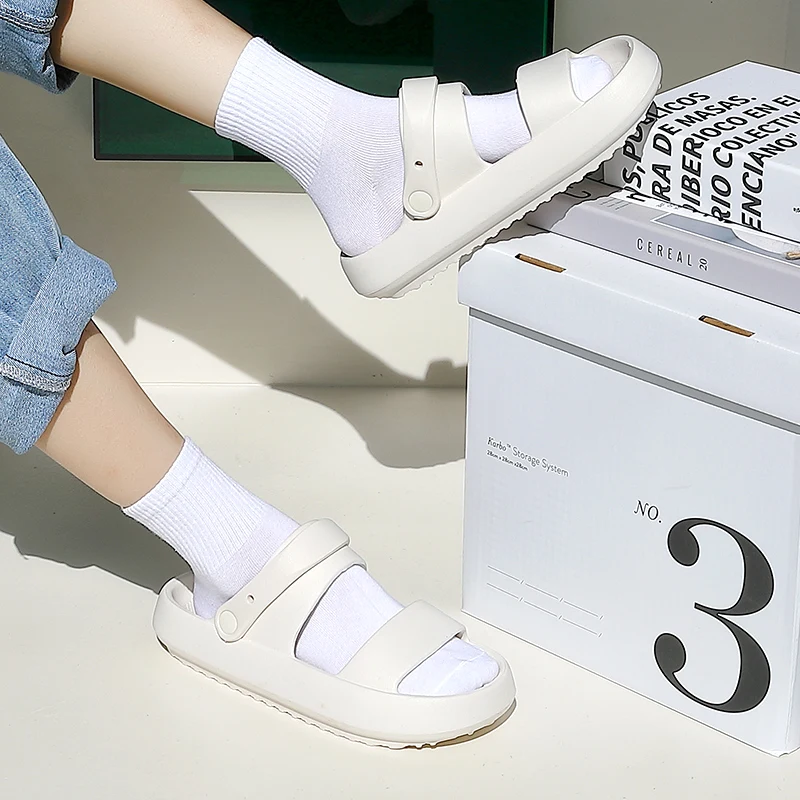 Summer Women Thick Platform Slippers Beach Eva Flip Flops Soft Sole Slide Sandals Leisure Men Ladies Indoor Bath Anti-slip Shoes