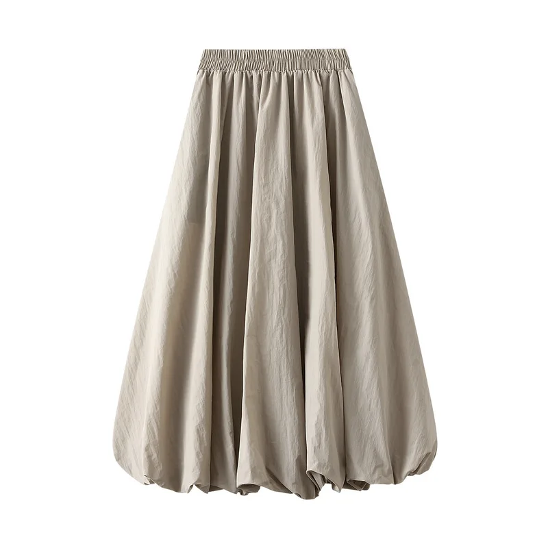 Women's Balloon Long Skirts Street Style Solid High Elastic Waist Flowy Loose Cargo Skirts for Grunge Aesthetic Women Clothes