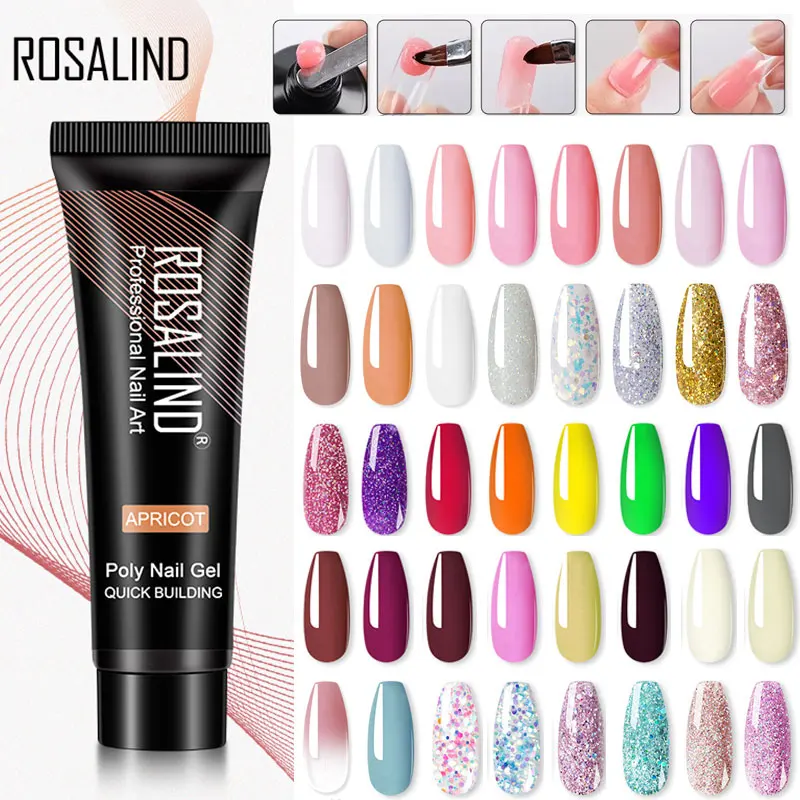 ROSALIND Poly Acrylic Gel For Manicure 15ML Nail Gel For Extension 60 Colors Poly Nails Gels Art Poly Painting Gel polish