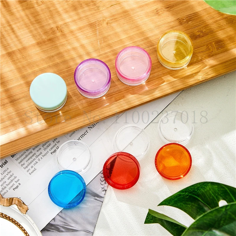 100pcs/lot Multi-color Translucent Round Cream Box Jar 5g Sample Vials Empty Cosmetic Bottle