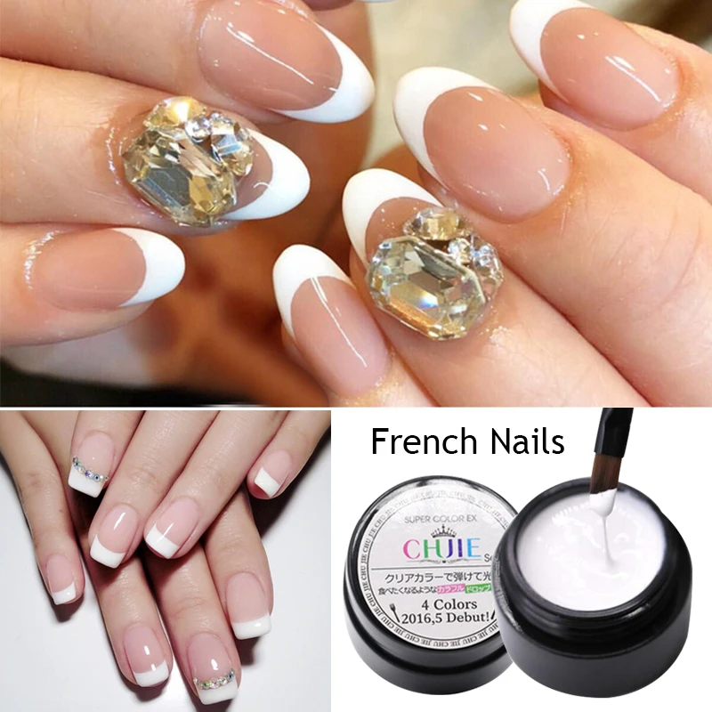 10ml White Gel Nail Polish Semi Permanent Uv Varnish Top Coat Multifunctional French Painting Stamping Varnish Nail Art Supplies